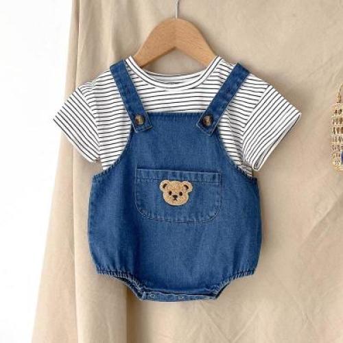 Bear Denim Romper Unisex