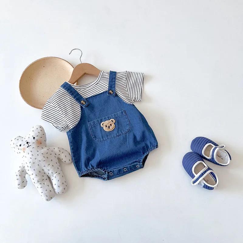 Bear Denim Romper Unisex