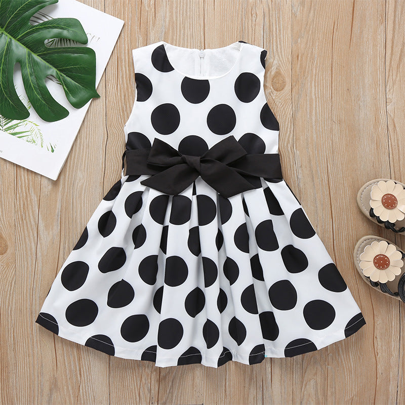 Black and White Formal Girls Dress with black bow