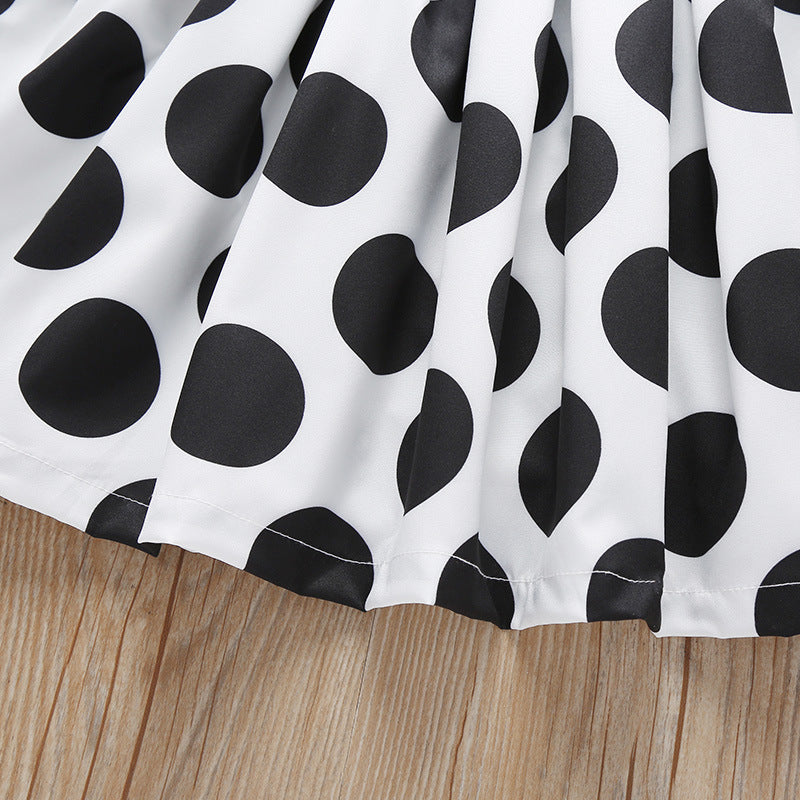 Black and White Formal Girls Dress with black bow