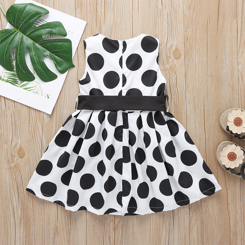 Black and White Formal Girls Dress with black bow