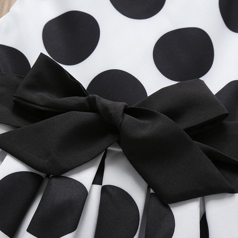 Black and White Formal Girls Dress with black bow