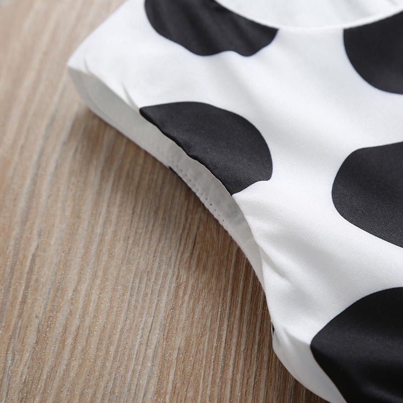 Black and White Formal Girls Dress with black bow