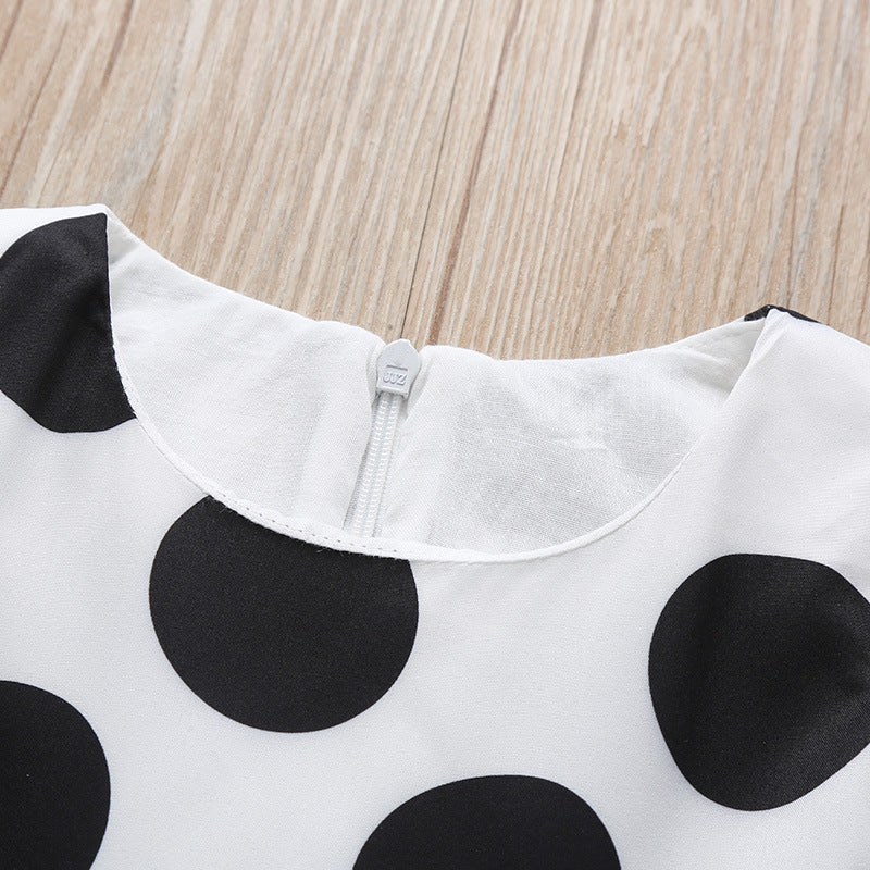 Black and White Formal Girls Dress with black bow
