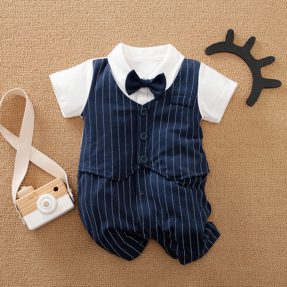 2 PC Baby Boy Formal Suit Romper with bow