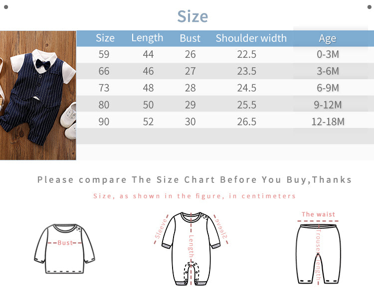 2 PC Baby Boy Formal Suit Romper with bow