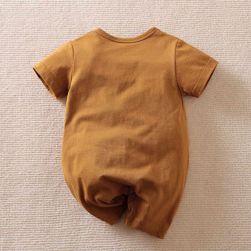 Brown Panda Short Sleeve Romper Unisex