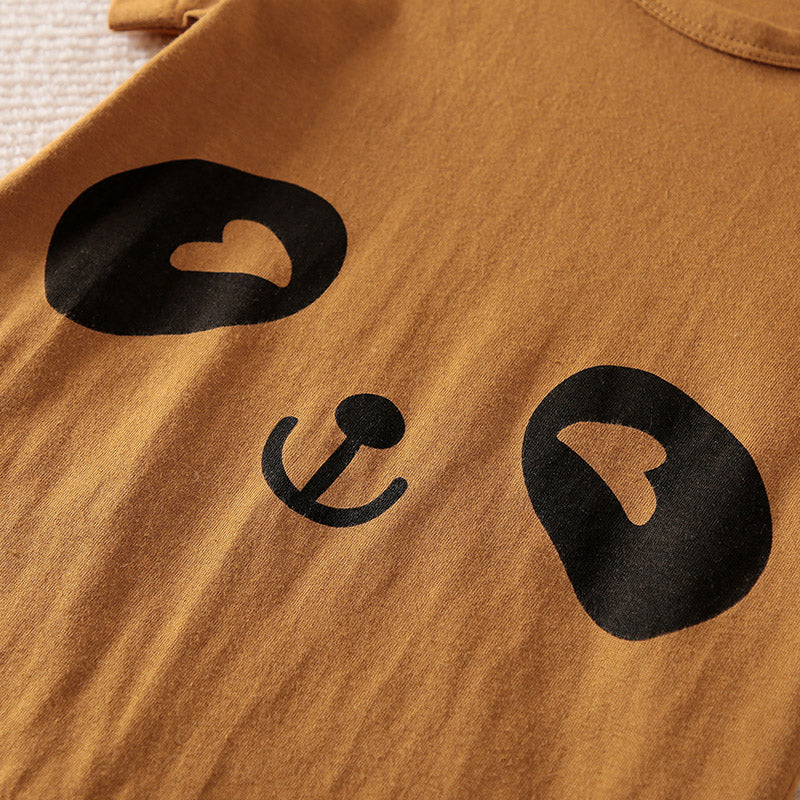 Brown Panda Short Sleeve Romper Unisex