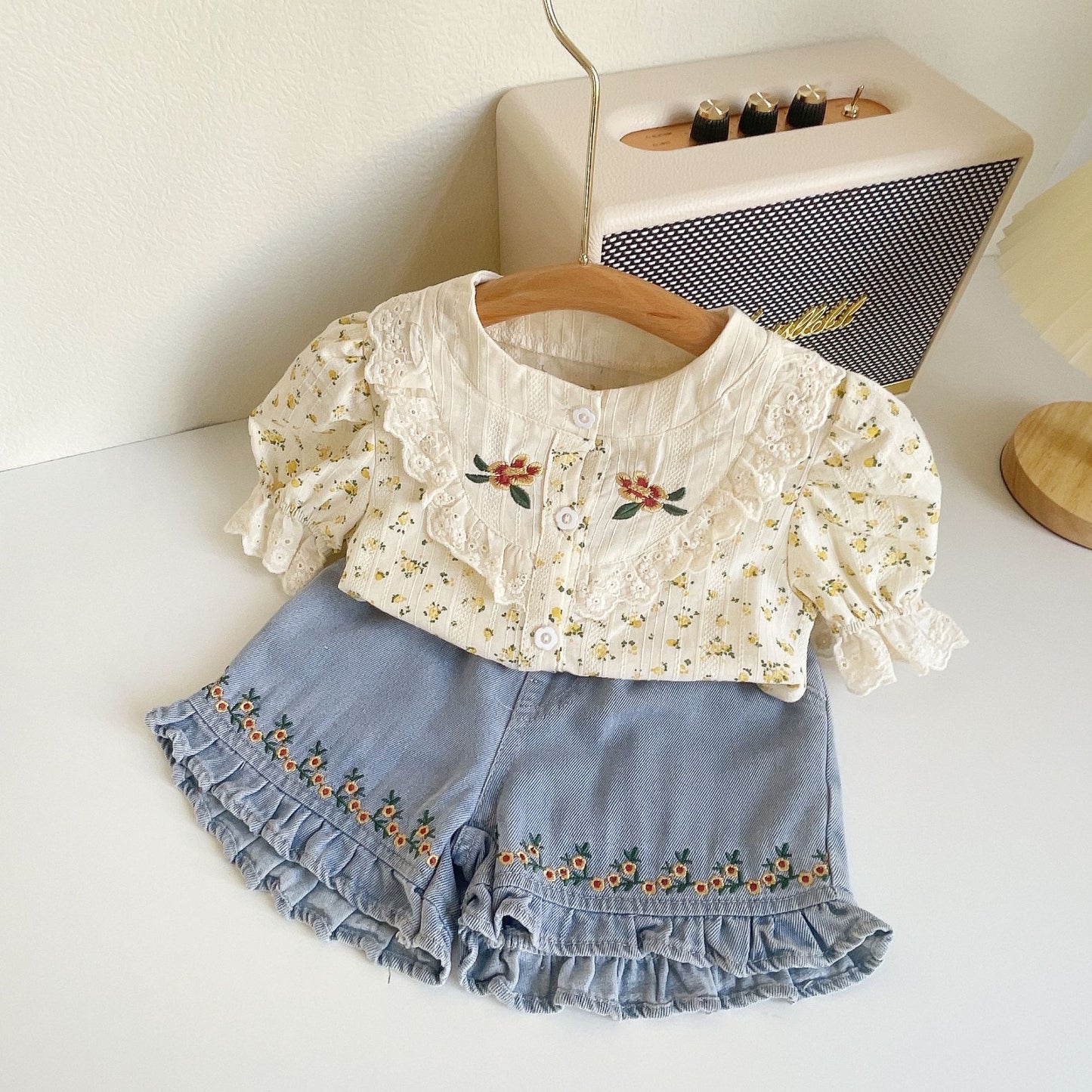 Cute Top with Denim Shorts for girls