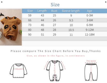 Brown Panda Short Sleeve Romper Unisex